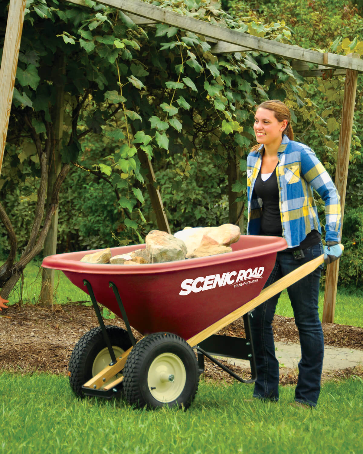 Scenic Road two-wheel wheelbarrow at work