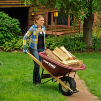 Scenic Road M-Series 6 Cu Ft Single Ribbed Wheelbarrow - Carrying Firewood