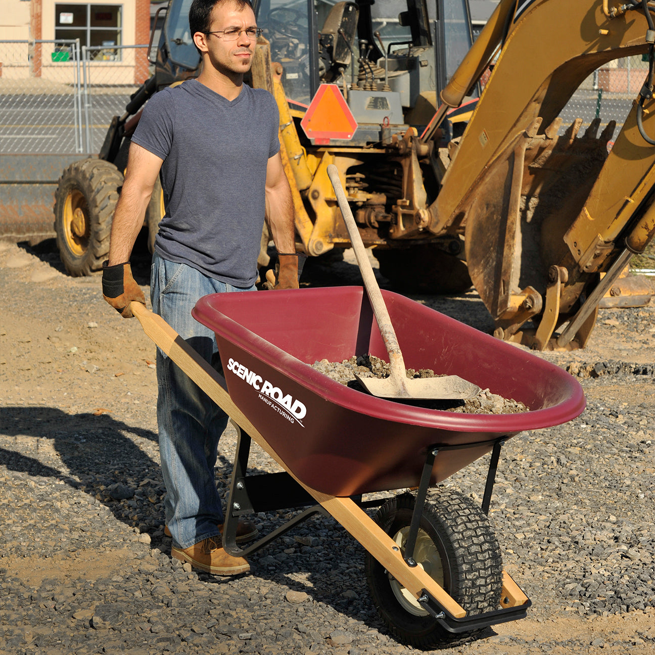 Scenic Road M-Series 8 Cu Ft Single Turf Wheelbarrow - Construction Site