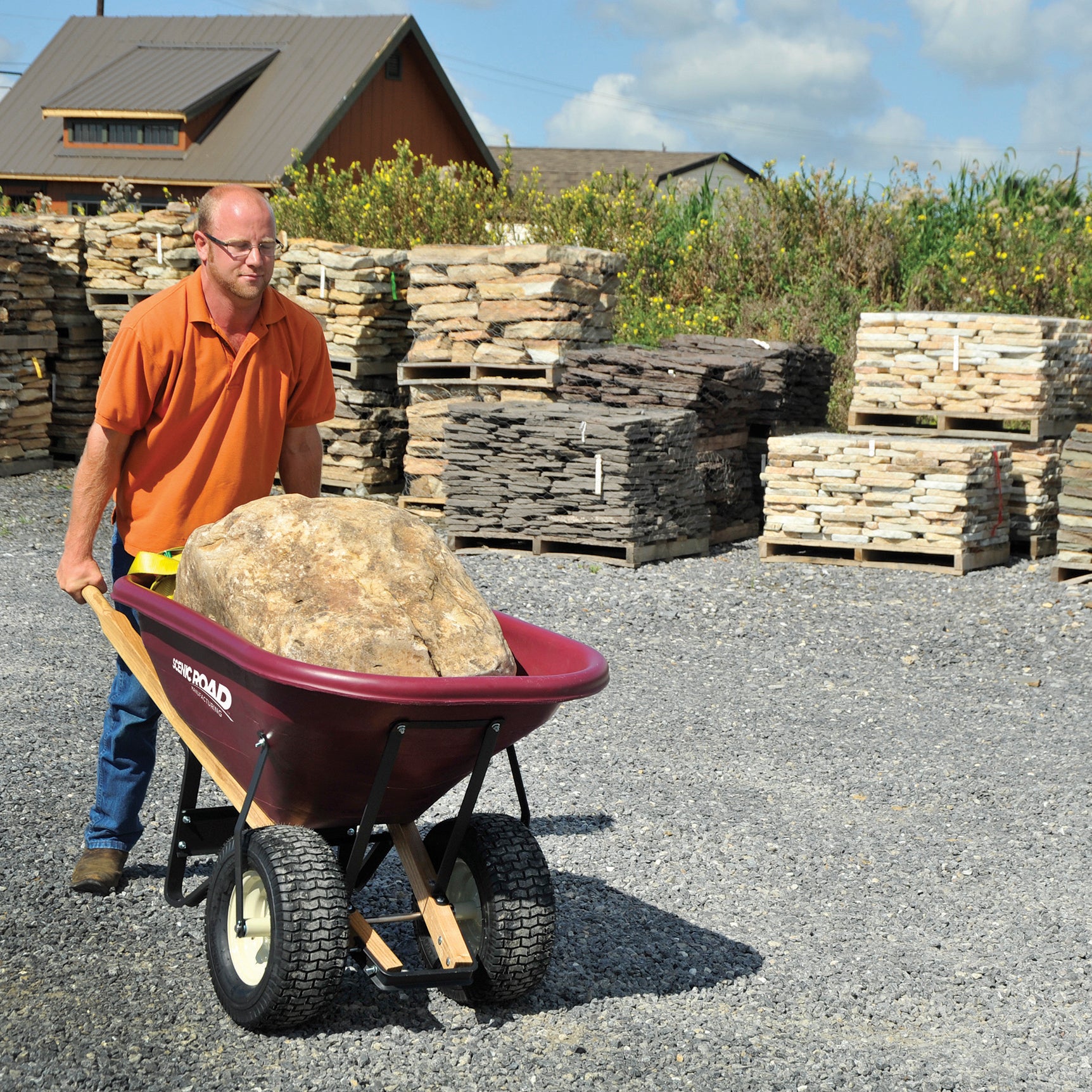 Scenic Road M-Series 8 Cu Ft Dual Turf Wheelbarrow - Stone Yard