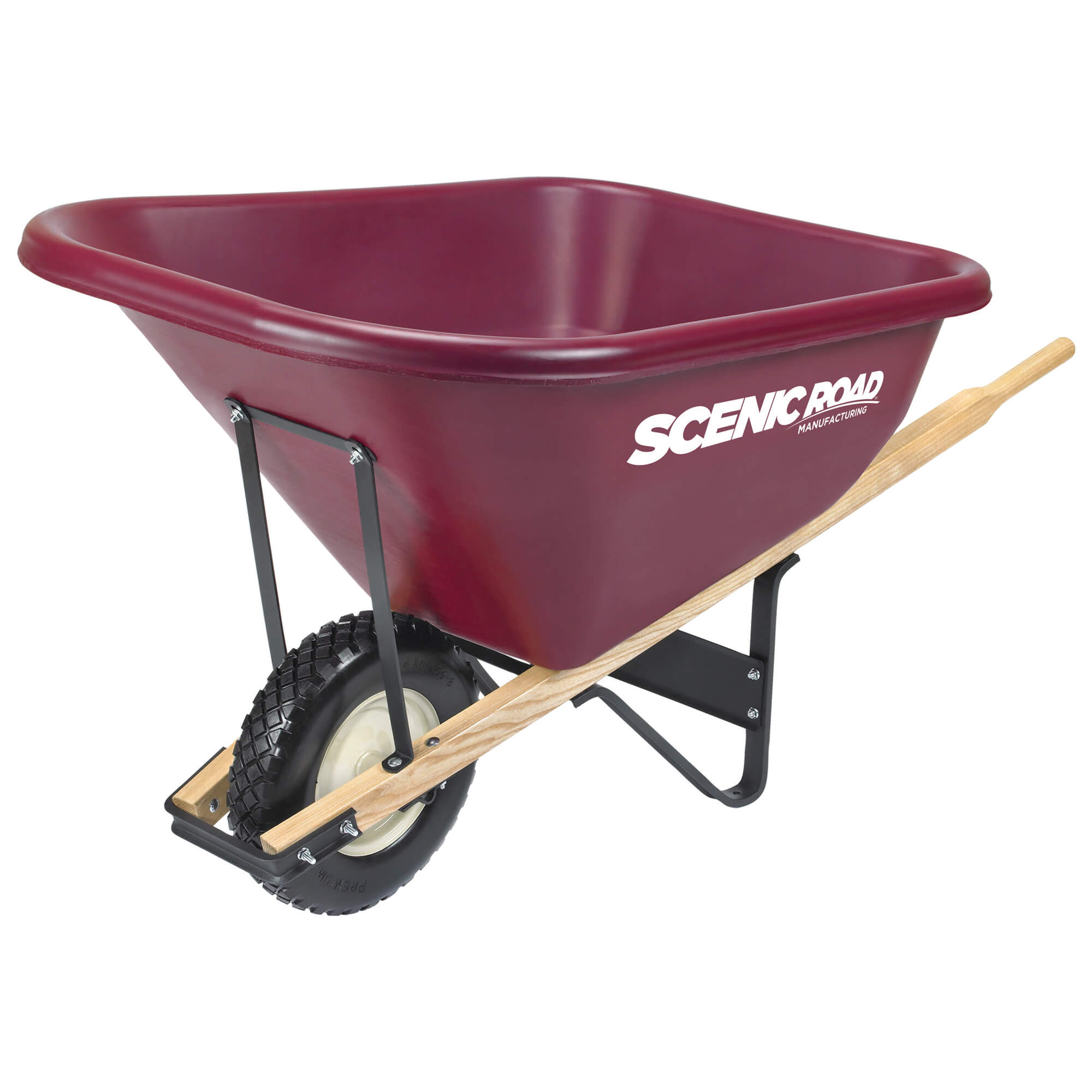 Scenic Road M-Series 10 Cu Ft Wheelbarrow with Single Flat Free Tire