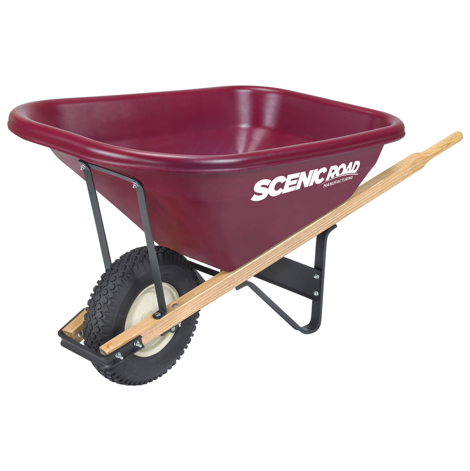 Scenic Road M-Series 8 Cu Ft Wheelbarrow with Single Flat Free Tire
