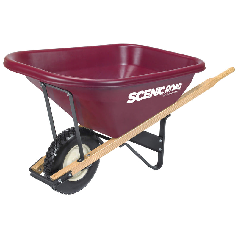 Scenic Road M-Series 8 Cu Ft Wheelbarrow with Single Flat Free Tire